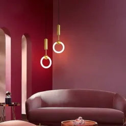 20cm LED Pendant Light Modern Nordic Ring Circle Desgin Bedside Light Living Room Bedroom Dining Room Metal Electroplated Modern 110-120V 220-240V