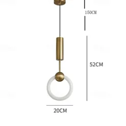 20cm LED Pendant Light Modern Nordic Ring Circle Desgin Bedside Light Living Room Bedroom Dining Room Metal Electroplated Modern 110-120V 220-240V