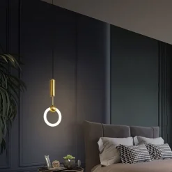 20cm LED Pendant Light Modern Nordic Ring Circle Desgin Bedside Light Living Room Bedroom Dining Room Metal Electroplated Modern 110-120V 220-240V