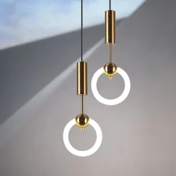 20cm LED Pendant Light Modern Nordic Ring Circle Desgin Bedside Light Living Room Bedroom Dining Room Metal Electroplated Modern 110-120V 220-240V