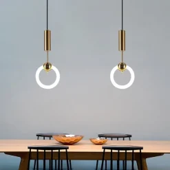 20cm LED Pendant Light Modern Nordic Ring Circle Desgin Bedside Light Living Room Bedroom Dining Room Metal Electroplated Modern 110-120V 220-240V