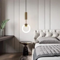 20cm LED Pendant Light Modern Nordic Ring Circle Desgin Bedside Light Living Room Bedroom Dining Room Metal Electroplated Modern 110-120V 220-240V