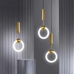 20cm LED Pendant Light Modern Nordic Ring Circle Desgin Bedside Light Living Room Bedroom Dining Room Metal Electroplated Modern 110-120V 220-240V