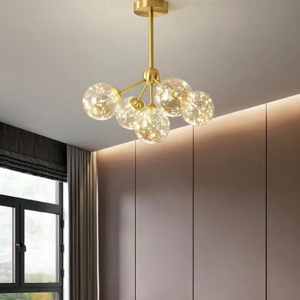 43cm LED Pendant Light Modern Nordic Globe Desgin Living Room Bedroom Flush Mount Lights Copper Brass 110-120V 220-240V