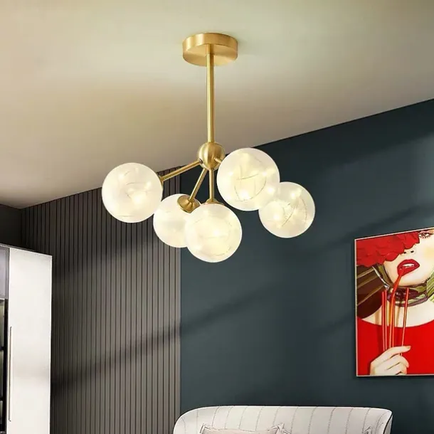 43cm LED Pendant Light Modern Nordic Globe Desgin Living Room Bedroom Flush Mount Lights Copper Brass 110-120V 220-240V