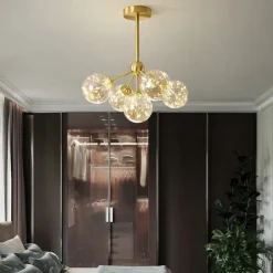 43cm LED Pendant Light Modern Nordic Globe Desgin Living Room Bedroom Flush Mount Lights Copper Brass 110-120V 220-240V