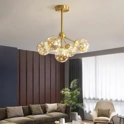 43cm LED Pendant Light Modern Nordic Globe Desgin Living Room Bedroom Flush Mount Lights Copper Brass 110-120V 220-240V