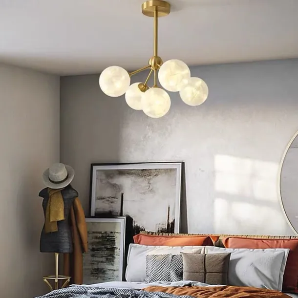 43cm LED Pendant Light Modern Nordic Globe Desgin Living Room Bedroom Flush Mount Lights Copper Brass 110-120V 220-240V