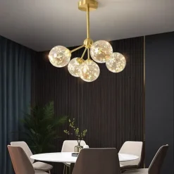 43cm LED Pendant Light Modern Nordic Globe Desgin Living Room Bedroom Flush Mount Lights Copper Brass 110-120V 220-240V