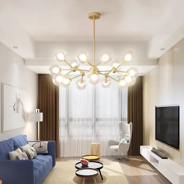 90cm LED Pendant Light Nordic Black Gold Globle Design Metal Painted Finishes Modern Christmas Decoration 110-120V 220-240V