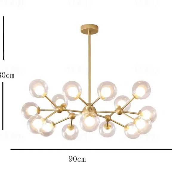 90cm LED Pendant Light Nordic Black Gold Globle Design Metal Painted Finishes Modern Christmas Decoration 110-120V 220-240V