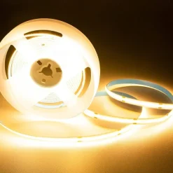 COB Flexible LED Strip Light High Density 5m 16.4FT Warm Cold White CRI 90+ 8mm Width Dimmable LED Ribbon for Bedroom Kitchen Home Indoor Decoration DC12V