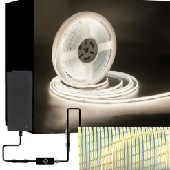 COB LED Light Strip Stepless Dimming16.4ft 5m, LED Rope Light Bendable Band Light, CRI 80 60W Suitable for High-end Lighting DC12V DC24V