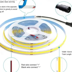 COB LED Light Strip Stepless Dimming16.4ft 5m, LED Rope Light Bendable Band Light, CRI 80 60W Suitable for High-end Lighting DC12V DC24V