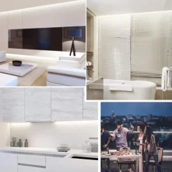 COB LED Light Strip with RF11 Key Remote Control 16.4ft Adjustable Ultra Bright Warm White Natural Light White COB Light Strip DIY Self-adhesive Indoor Suitable for Living Rooms Shelves Cabinet