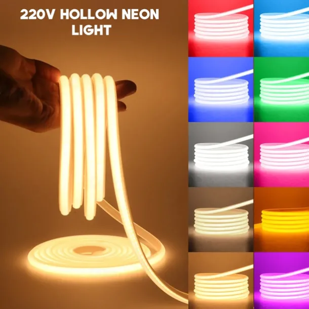 COB LED Strip 288 LEDs/m 220V EU Plug RA90 COB Outdoor Neon Sign Tape White Natural Pink Red For Kitchen Lighting