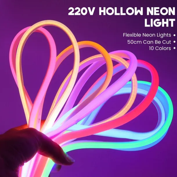 COB LED Strip 288 LEDs/m 220V EU Plug RA90 COB Outdoor Neon Sign Tape White Natural Pink Red For Kitchen Lighting