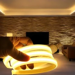 COB LED Strip Light 288 LEDs/m, RA 90 High Brightness Strip Light, 3000K/4000K/6000K Flexible LED Tape for Bedroom, Kitchen, Home Decor-220V EU Plug