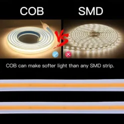 COB LED Strip Light 288 LEDs/m, RA 90 High Brightness Strip Light, 3000K/4000K/6000K Flexible LED Tape for Bedroom, Kitchen, Home Decor-220V EU Plug