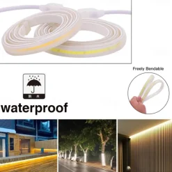 COB LED Strip Light 288 LEDs/m, RA 90 High Brightness Strip Light, 3000K/4000K/6000K Flexible LED Tape for Bedroom, Kitchen, Home Decor-220V EU Plug