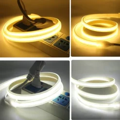 COB LED Strip Light 288 LEDs/m, RA 90 High Brightness Strip Light, 3000K/4000K/6000K Flexible LED Tape for Bedroom, Kitchen, Home Decor-220V EU Plug
