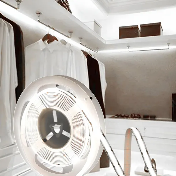 COB LED Strip Light 5M DC 12V 320 LEDs, 8MM High Density Linear Lighting Flexible Tape Ribbon Lights RA90 for Warm/Natural White Home Decor