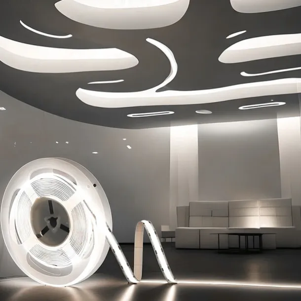 COB LED Strip Light 5M DC 12V 320 LEDs, 8MM High Density Linear Lighting Flexible Tape Ribbon Lights RA90 for Warm/Natural White Home Decor