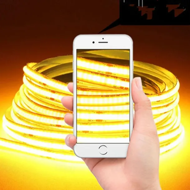 COB LED Strip Light 5M DC 12V 320 LEDs, 8MM High Density Linear Lighting Flexible Tape Ribbon Lights RA90 for Warm/Natural White Home Decor