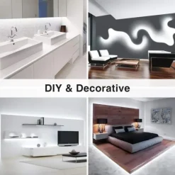 COB LED Strip Light, 5M Linear Dimmable LED Strip Light, High Brightness Flexible 12V COB Led Light RA90 Bedroom