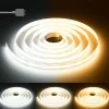 COB LED Strip Light White CCT 608LED/M Ultra Bright 10-33 ft Dimmable 2700K-6500K 24V LED Strip with RF Controller and Power Supply Suitable for DIY Lighting of Cabinets Bedrooms Kitchens Mirrors