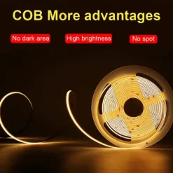 COB LED Strip Light White CCT 608LED/M Ultra Bright 10-33 ft Dimmable 2700K-6500K 24V LED Strip with RF Controller and Power Supply Suitable for DIY Lighting of Cabinets Bedrooms Kitchens Mirrors