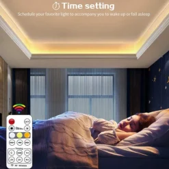 COB LED Strip Light White CCT 608LED/M Ultra Bright 10-33 ft Dimmable 2700K-6500K 24V LED Strip with RF Controller and Power Supply Suitable for DIY Lighting of Cabinets Bedrooms Kitchens Mirrors