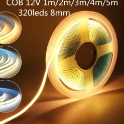COB LED Strip Lights DC 12V 320 Diodes COB Flexible LED Bar Tape Ribbon Linear for Room Decor 1m/2m/3m/4m/5m
