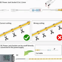 COB LED Vanity Mirror Light Kit, 1-4M/3.2-13ft 420LED/m Adjustable Strip Light, Dimmer & Power Supply COB Strip Lights for Mirror, Closet, Kitchen, Cabinet Lighting