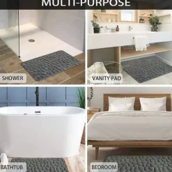 Cobblestone Embossed Bath Mat Non-slip , Memory Foam Pad, Washable Bath Rugs, Rapid Water Absorbent, Non-Slip, Washable, Thick, Soft And Comfortable Carpet For Shower Room