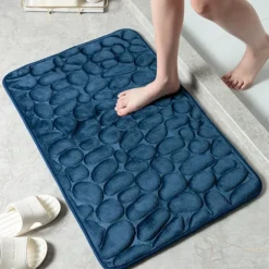 Cobblestone Embossed Bath Mat Non-slip , Memory Foam Pad, Washable Bath Rugs, Rapid Water Absorbent, Non-Slip, Washable, Thick, Soft And Comfortable Carpet For Shower Room
