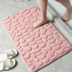 Cobblestone Embossed Bath Mat Non-slip , Memory Foam Pad, Washable Bath Rugs, Rapid Water Absorbent, Non-Slip, Washable, Thick, Soft And Comfortable Carpet For Shower Room