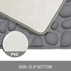 Cobblestone Embossed Bath Mat Non-slip , Memory Foam Pad, Washable Bath Rugs, Rapid Water Absorbent, Non-Slip, Washable, Thick, Soft And Comfortable Carpet For Shower Room