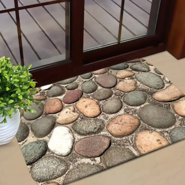 Cobblestone Pattern Door Mat Floor mats Washable Rugs Kitchen Mat Anti-Slip Non Skid Area Rug Front Livingroom Bedroom 1pc