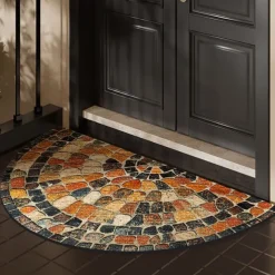 Cobblestone Semi-round Doormat Kitchen Mat Floor Mat Non-Slip Area Rug Oil Proof Rug Indoor Outdoor Mat Bedroom Decor Bathroom Mat Entrance Rug Spring Summer