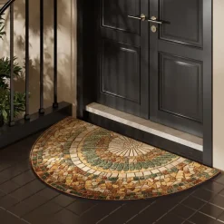 Cobblestone Semi-round Doormat Kitchen Mat Floor Mat Non-Slip Area Rug Oil Proof Rug Indoor Outdoor Mat Bedroom Decor Bathroom Mat Entrance Rug Spring Summer