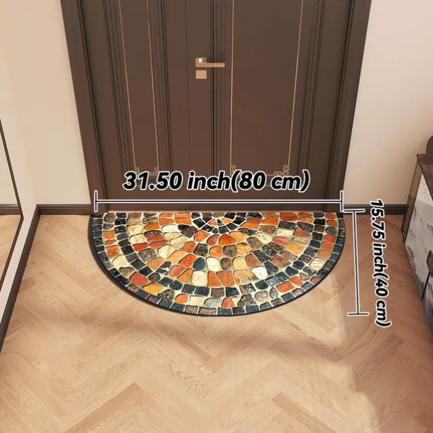 Cobblestone Semi-round Doormat Kitchen Mat Floor Mat Non-Slip Area Rug Oil Proof Rug Indoor Outdoor Mat Bedroom Decor Bathroom Mat Entrance Rug Spring Summer