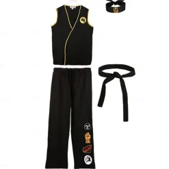 Cobra Kai Karate Kid Outfits Masquerade Men's Women's Boys Movie Cosplay Sports Cosplay Black Top Pants Waist Belt Carnival Children's Day Masquerade Girls' World Book Day Costumes