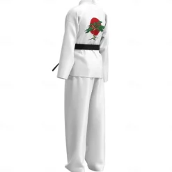 Cobra Kai Karate Kid Outfits Masquerade Men's Women's Boys Movie Cosplay Sports Cosplay White Top Pants Waist Belt Carnival Children's Day Masquerade Polyester World Book Day Costumes