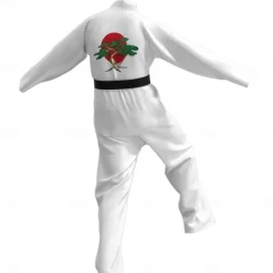 Cobra Kai Karate Kid Outfits Masquerade Men's Women's Boys Movie Cosplay Sports Cosplay White Top Pants Waist Belt Carnival Children's Day Masquerade Polyester World Book Day Costumes