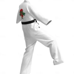 Cobra Kai Karate Kid Outfits Masquerade Men's Women's Boys Movie Cosplay Sports Cosplay White Top Pants Waist Belt Carnival Children's Day Masquerade Polyester World Book Day Costumes