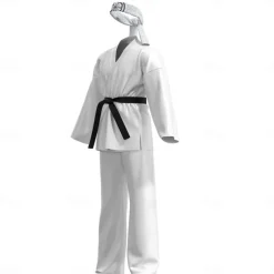 Cobra Kai Karate Kid Outfits Masquerade Men's Women's Boys Movie Cosplay Sports Cosplay White Top Pants Waist Belt Carnival Children's Day Masquerade Polyester World Book Day Costumes