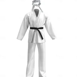 Cobra Kai Karate Kid Outfits Masquerade Men's Women's Boys Movie Cosplay Sports Cosplay White Top Pants Waist Belt Carnival Children's Day Masquerade Polyester World Book Day Costumes