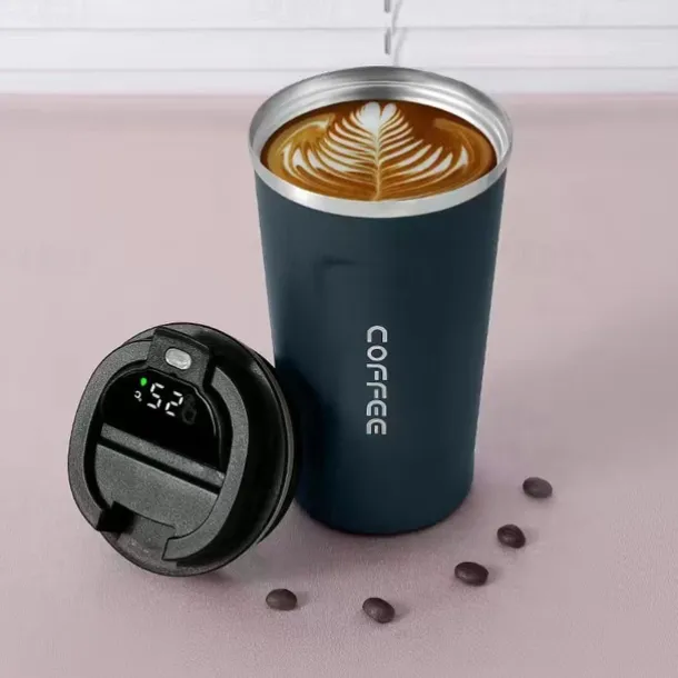 Coffee Mug Smart Travel Thermos Cup Temperature Display Stainless Steel Vacuum Coffee Cup With AI Temperature Display