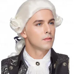Colonial Judge Wig, Long Wave Wig for Man, Washington Halloween Costume, Cosplay Wig For Carvinal